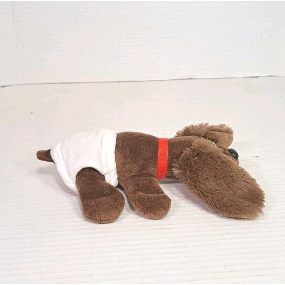 Hasbro Pound Puppies Brown Plush Dog 8" w/ Red Collar & Diaper Vintage Plushie - Picture 4 of 7